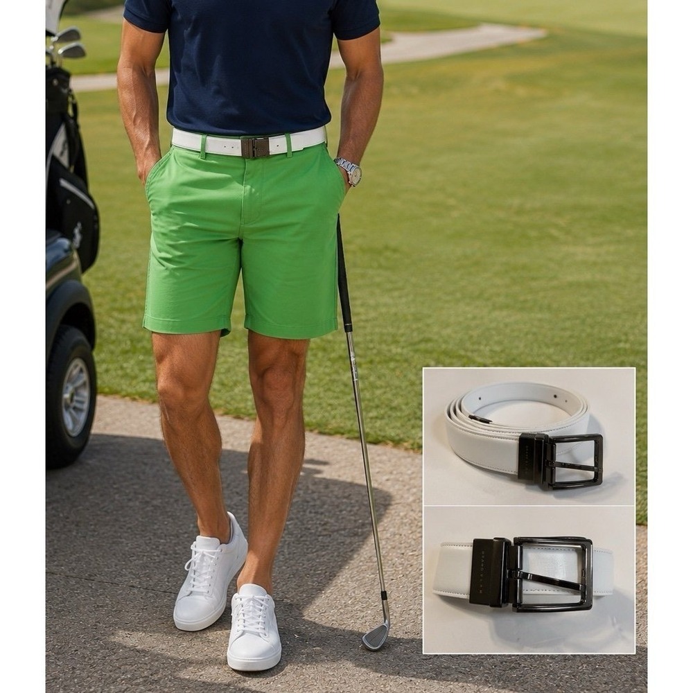 Grand Slam White Leather Belt (Sports Belt /Golf / Baseball/ Tennis)